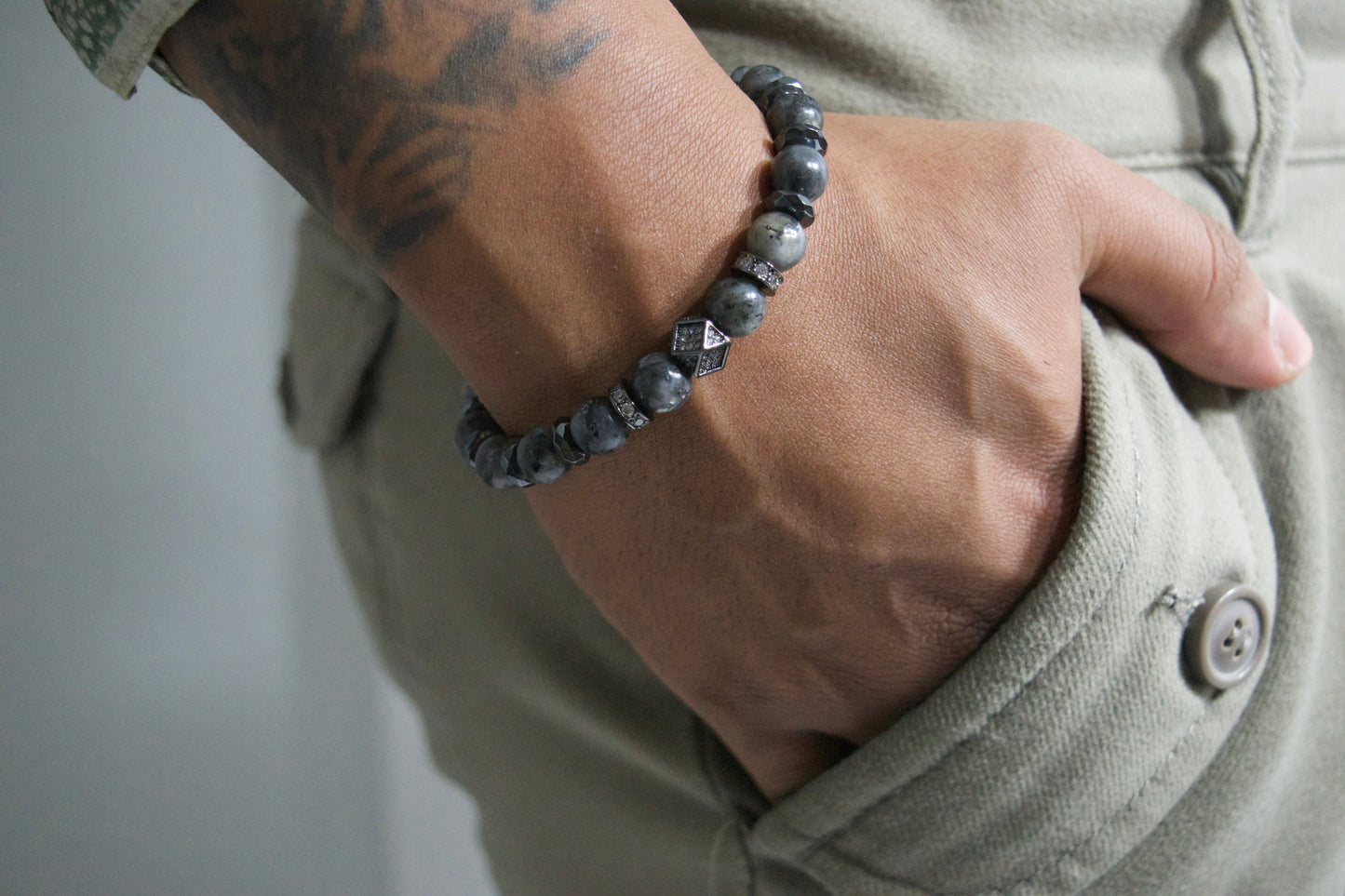 Xingon Black Labradorite Hematite Bracelet